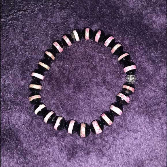 🧿2/$15🧿 ✋🏼Made 8mm Faceted Striped Agate Stone Bracelet w Tie Cover - Picture 6 of 13